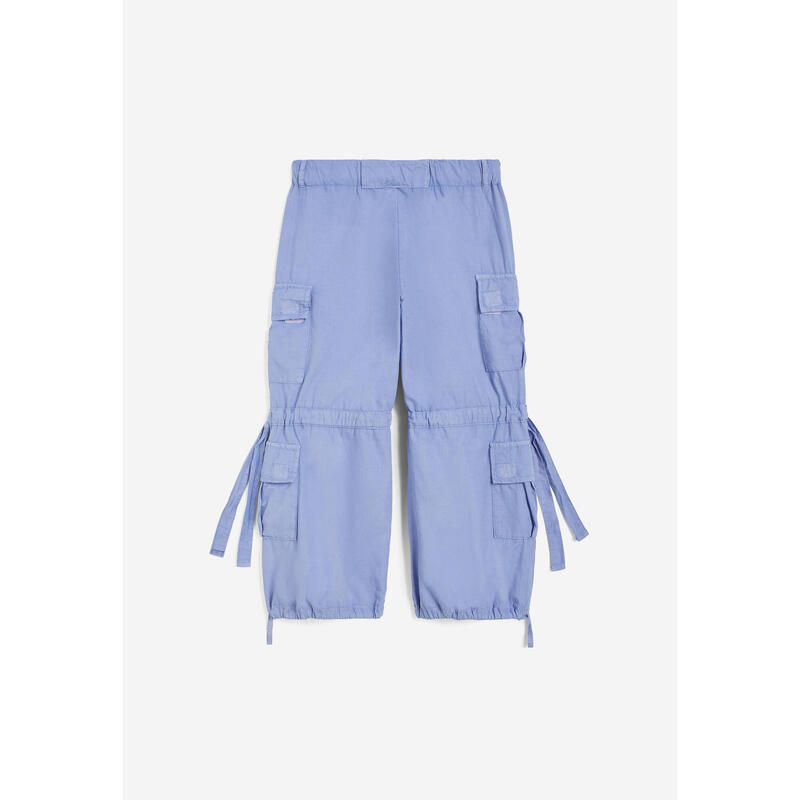 Pantalon cargo pour fille en coton teint en pièce