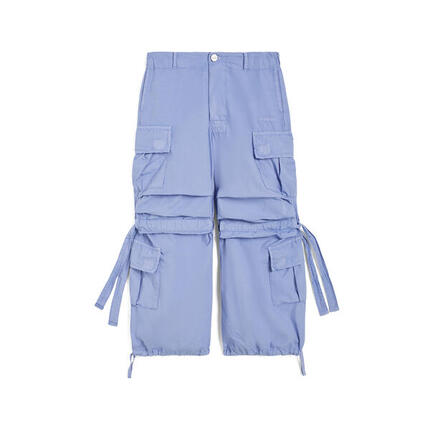 Pantalon cargo pour fille en coton teint en pièce