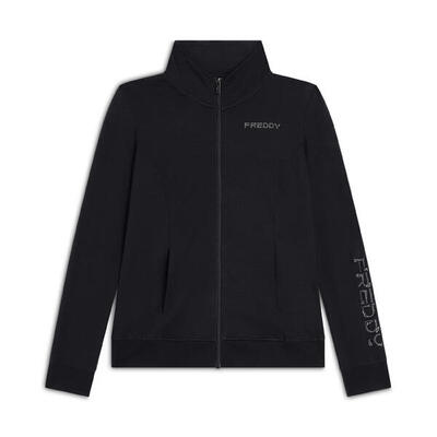 Felpa donna zip e collo alto regular fit con logo ricamato