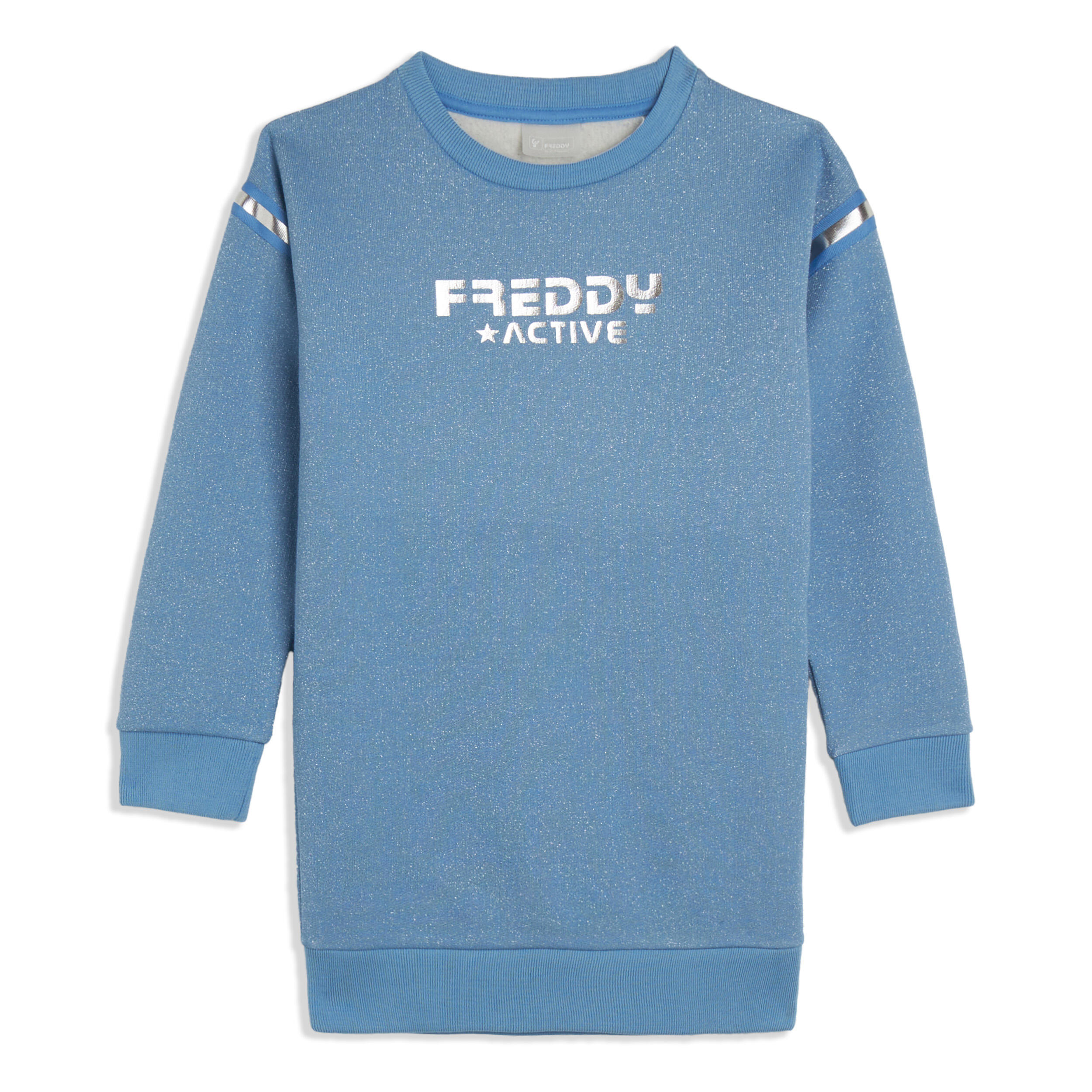 Freddy - Sweat-shirt Pour Filles Maxi En Coton Effet Lurex - Sweat-shirt - Bleu - 12 À 14 Ans - Decathlon