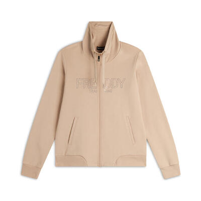 Felpa donna con zip e collo alto in costina