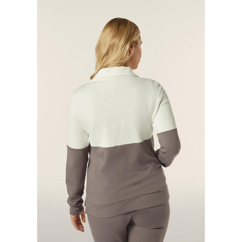 Sweat-shirt zippé pour femmes, avec col montant avec bande en velours