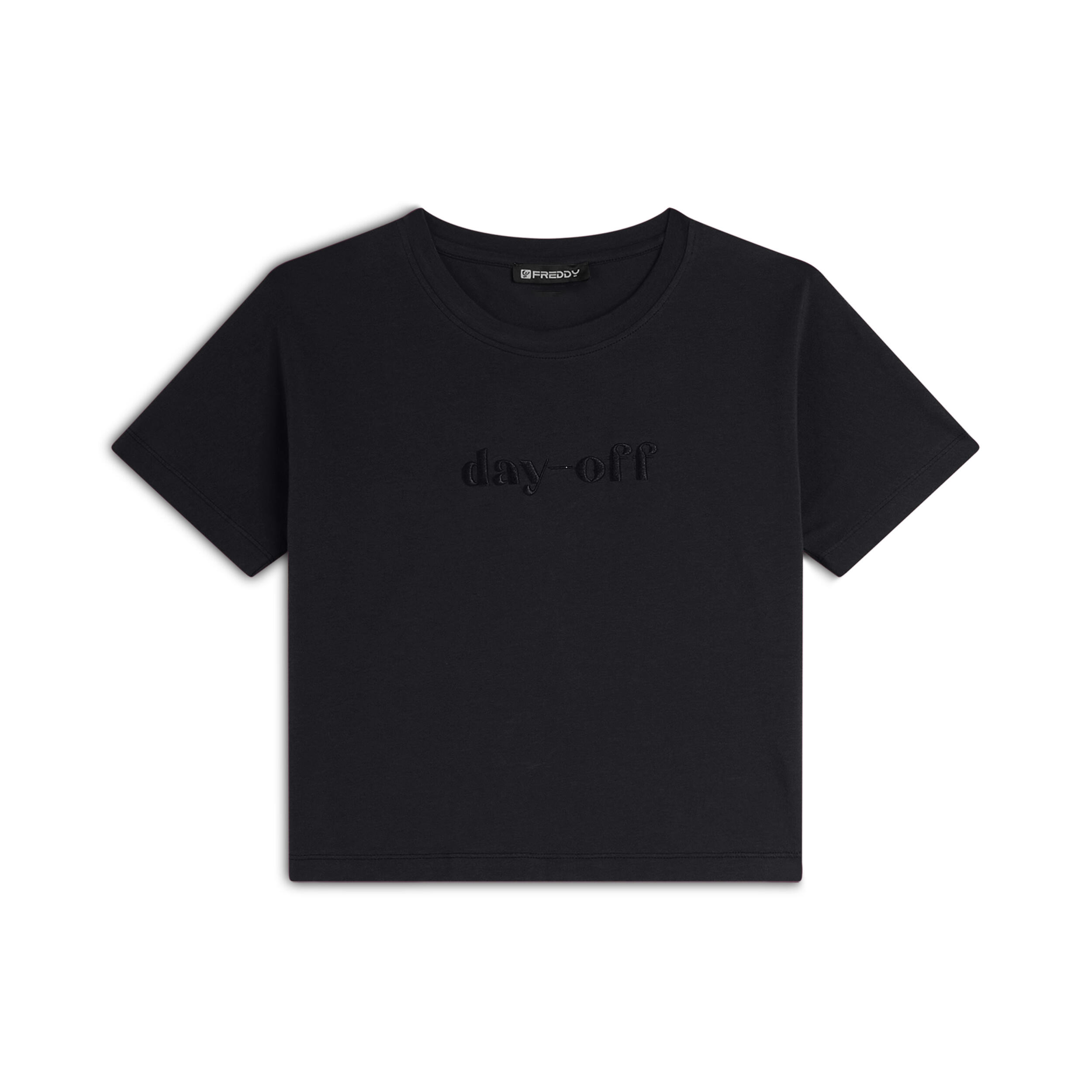 FREDDY T-shirt Cropped girocollo fit comfort con ricamo