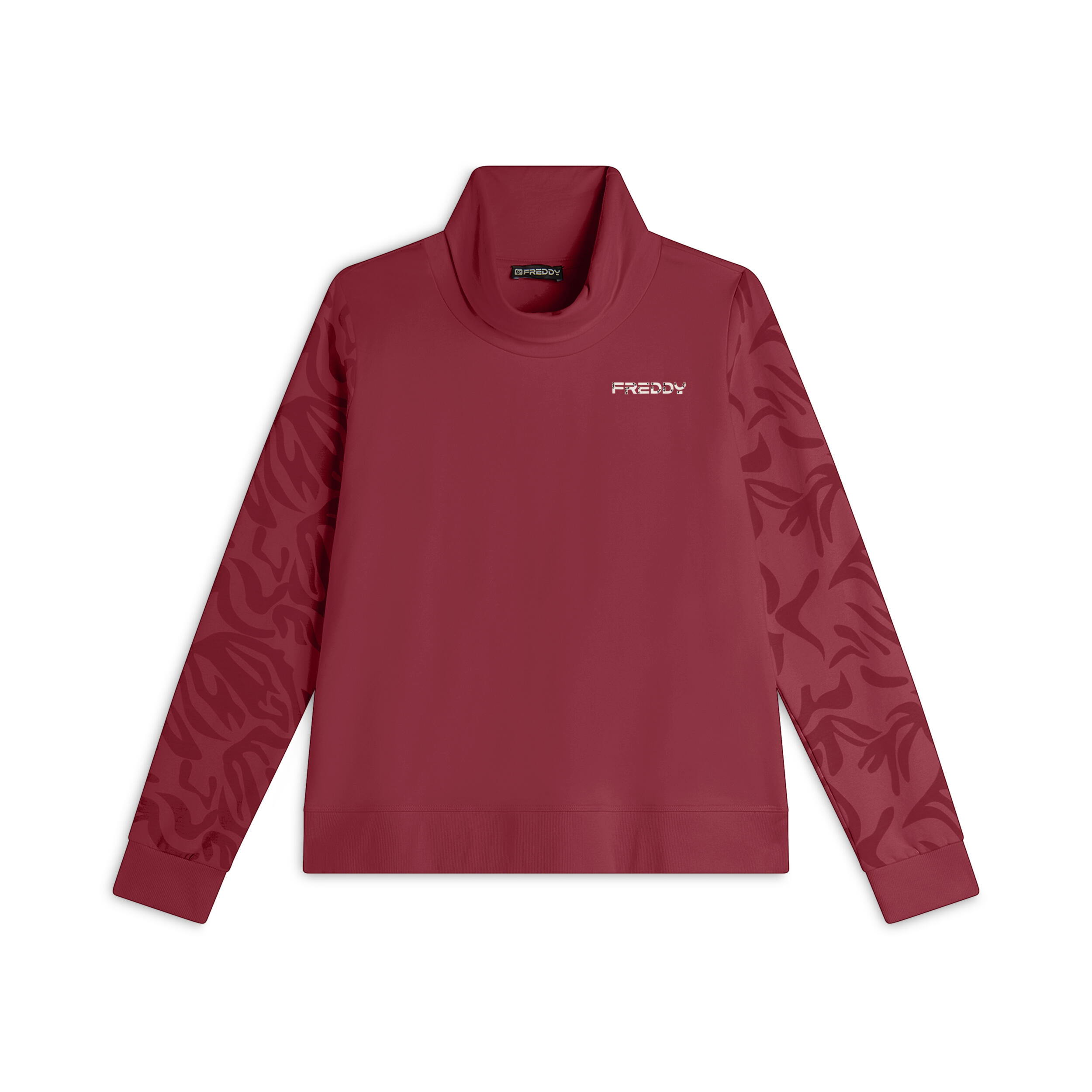 FREDDY Felpa donna comfort fit con collo alto e maniche fantasia floreale
