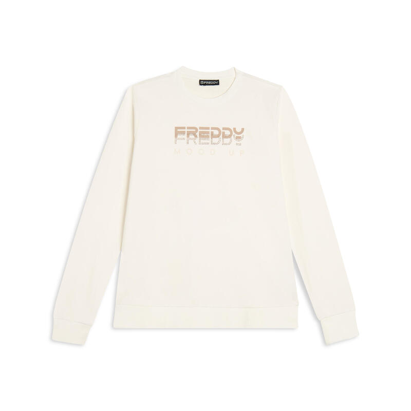 Sweat-shirt à col ras du cou en jersey avec des perles sur le devant