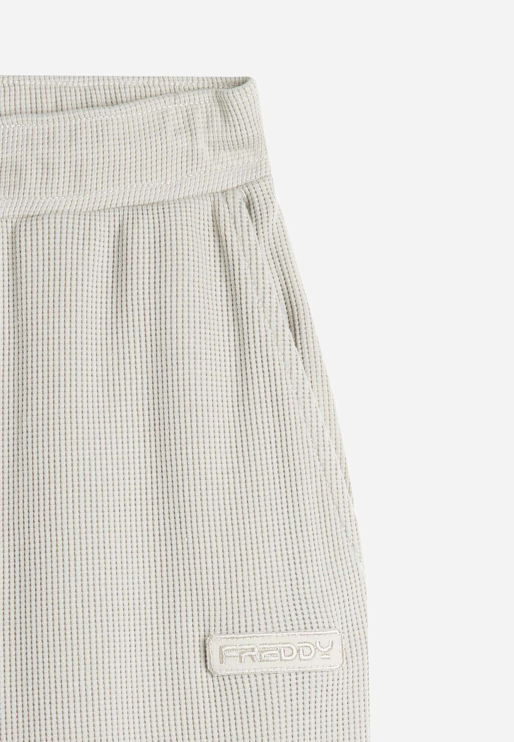 Pantaloni joggers da donna in tessuto jersey waffle 3/4