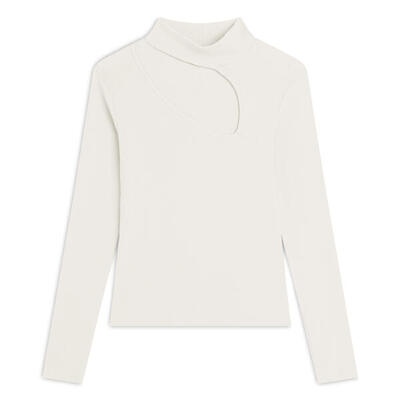 Maglia manica lunga in costina slim fit e dettaglio cut-out