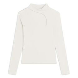 T-shirt à manches longues côtelées, coupe slim, et détails découpés