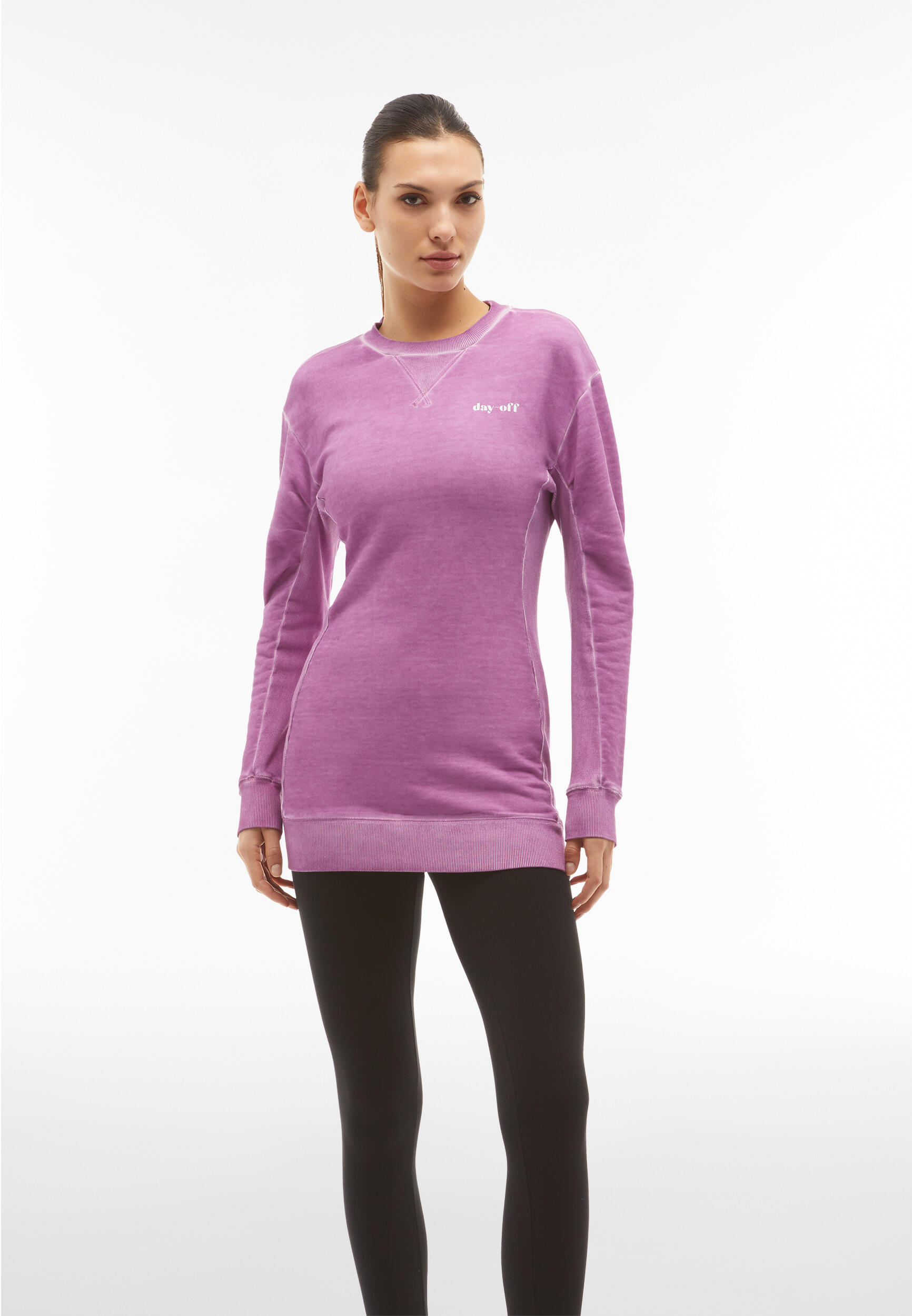 Felpa oversize tinta a freddo con inserti in rib 2/5