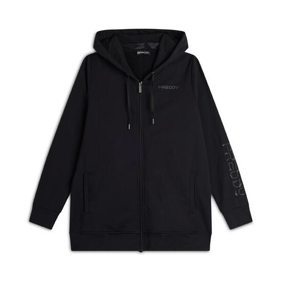 Felpa donna oversize cappuccio e zip con logo ricamato