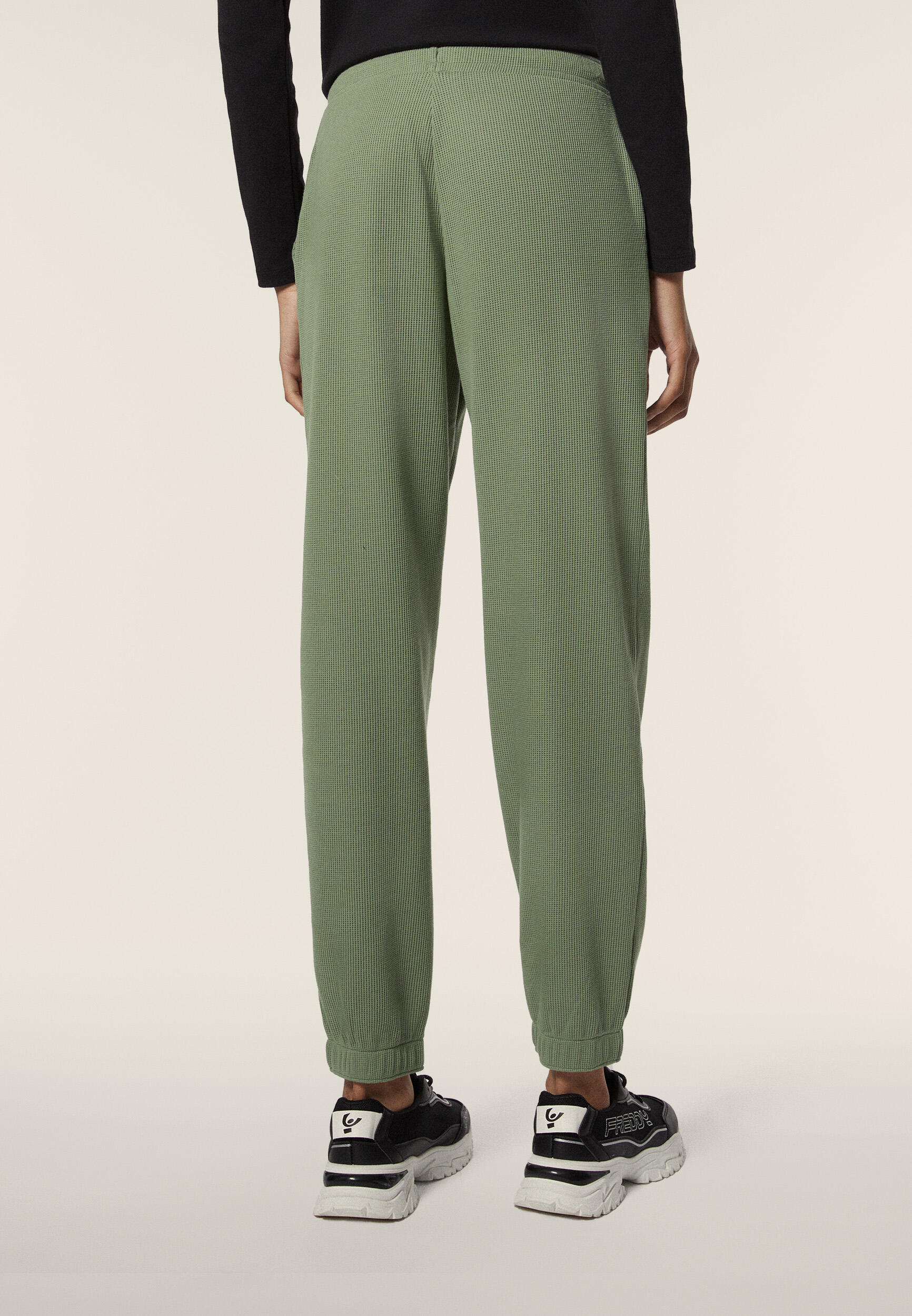 Pantaloni joggers da donna in tessuto jersey waffle 3/5