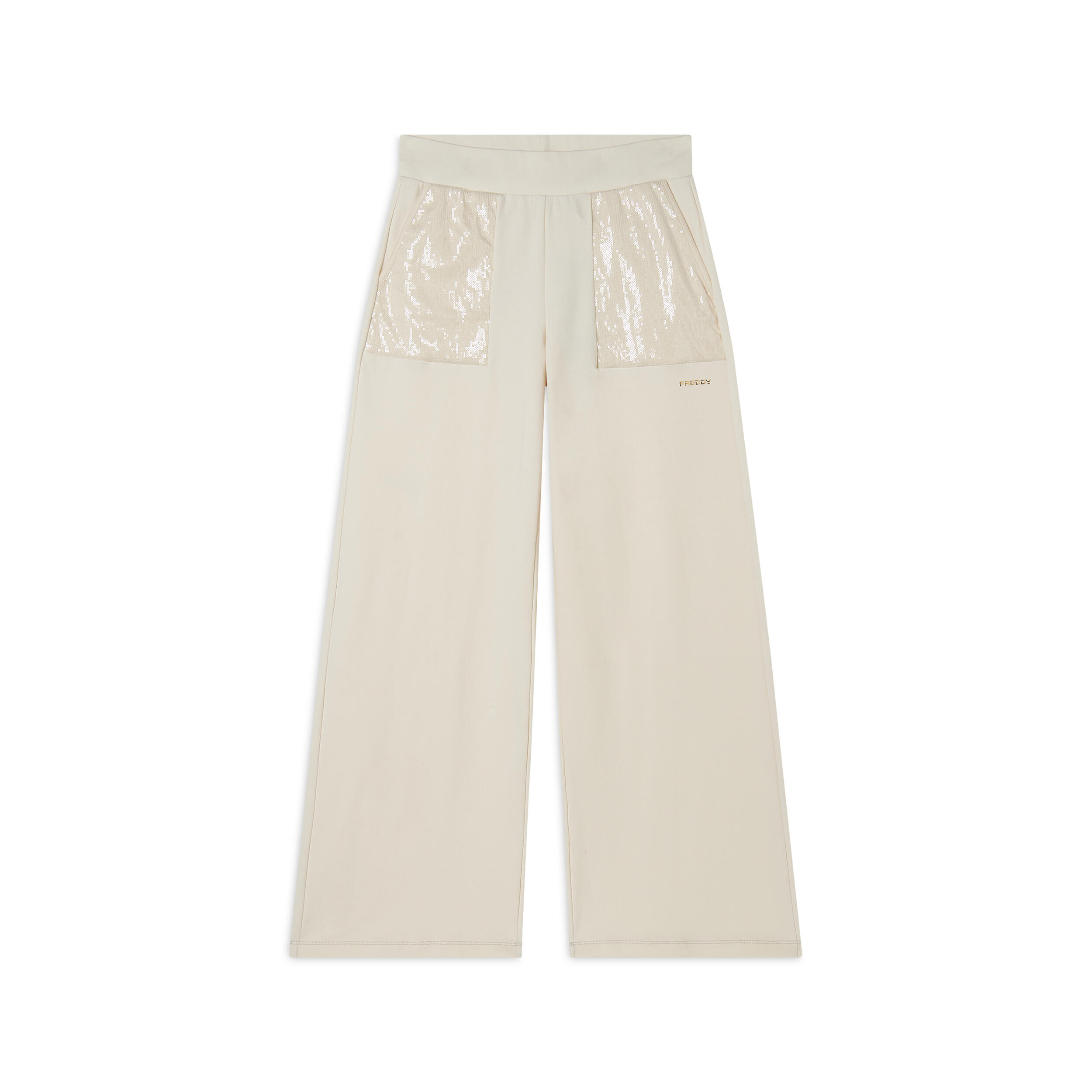 Freddy - Pantalon À Jambes Larges Avec Paillettes En Molleton De Coton Et Modal - Pantalons - Blanc - 40 M - Decathlon