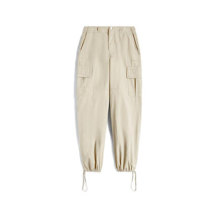 Pantalon cargo en toile teint en pièce