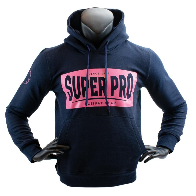 Super Pro Hoodie S.P. Block-Logo Donker Blauw/Roze