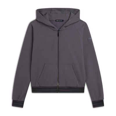 Felpa donna zip e cappuccio slim fit con tasche a marsupio