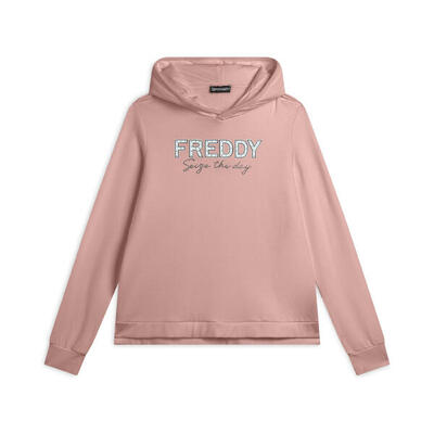 Felpa donna con Cappuccio con Logo e Lettering in Strass