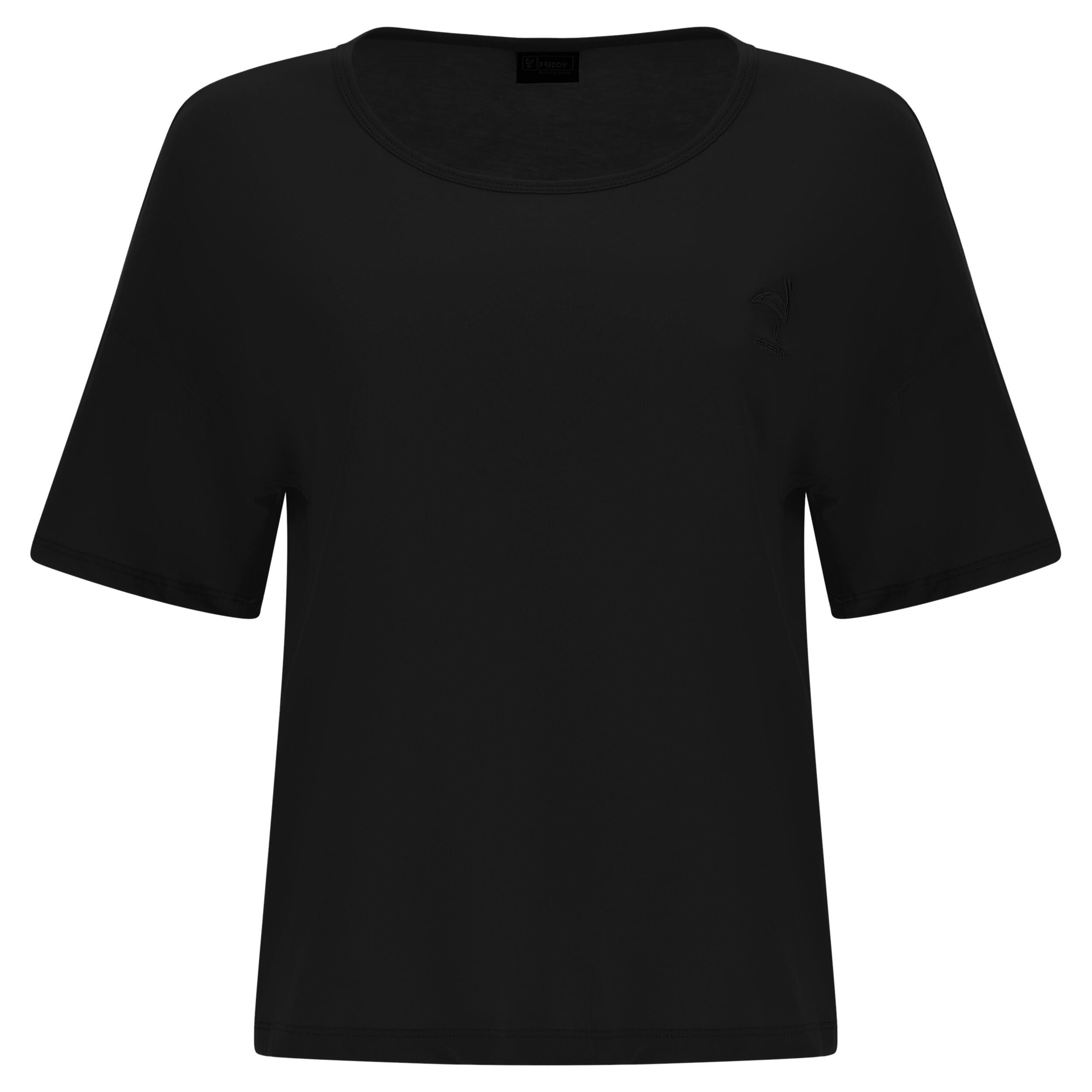 T-shirt en jersey léger avec pièce décorative flamant rose ton sur ton 1/2