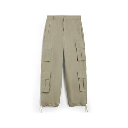 Pantalon cargo en popeline à coupe ample avec quatre grandes poches