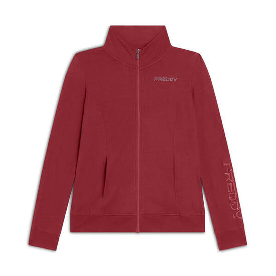 Felpa donna zip e collo alto regular fit con logo ricamato