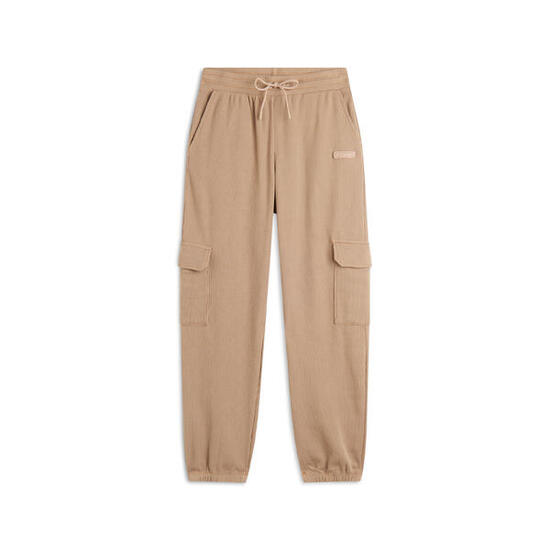 Pantaloni cargo da donna in tessuto jersey waffle
