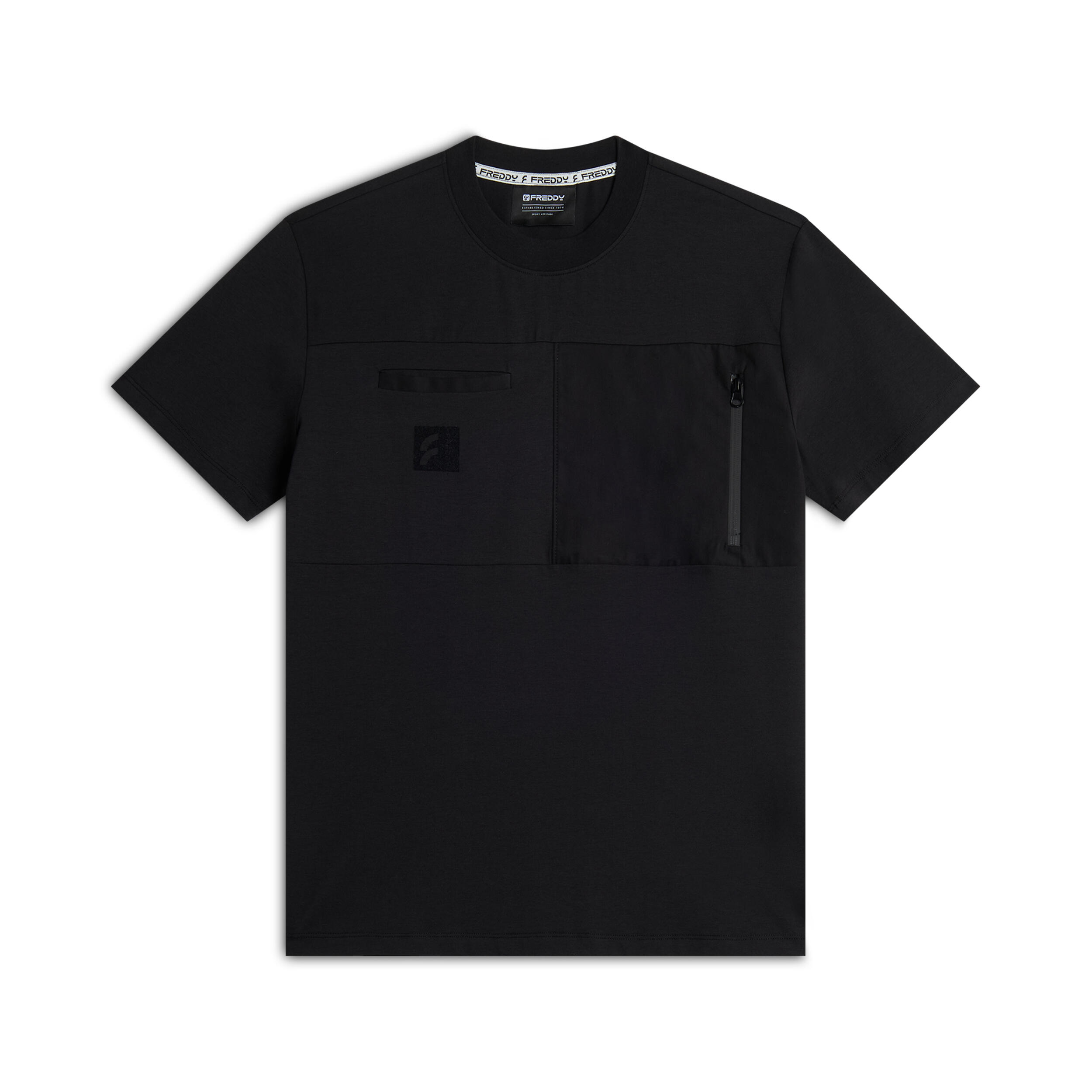 FREDDY T-shirt Uomo in Cotone Elasticizzato con Doppia Tasca
