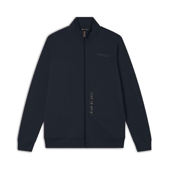 Felpa comfort in jersey con zip e collo alto