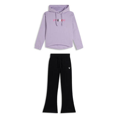 Tuta bicolore Bambina in french terry con logo multicolore
