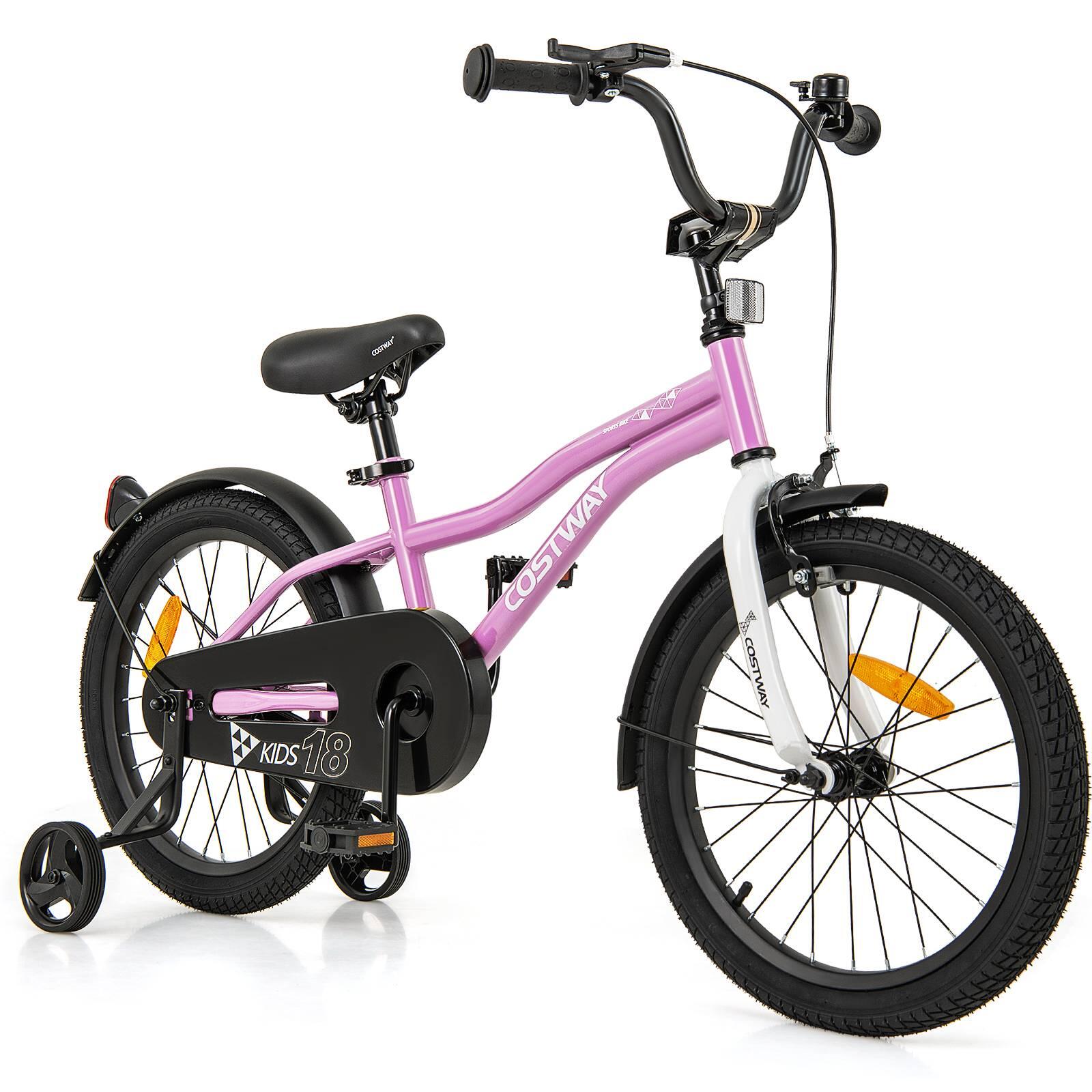 45cm Training Bike w/Adjust. Seat & Removable Training Wheels Purple 128x54x86