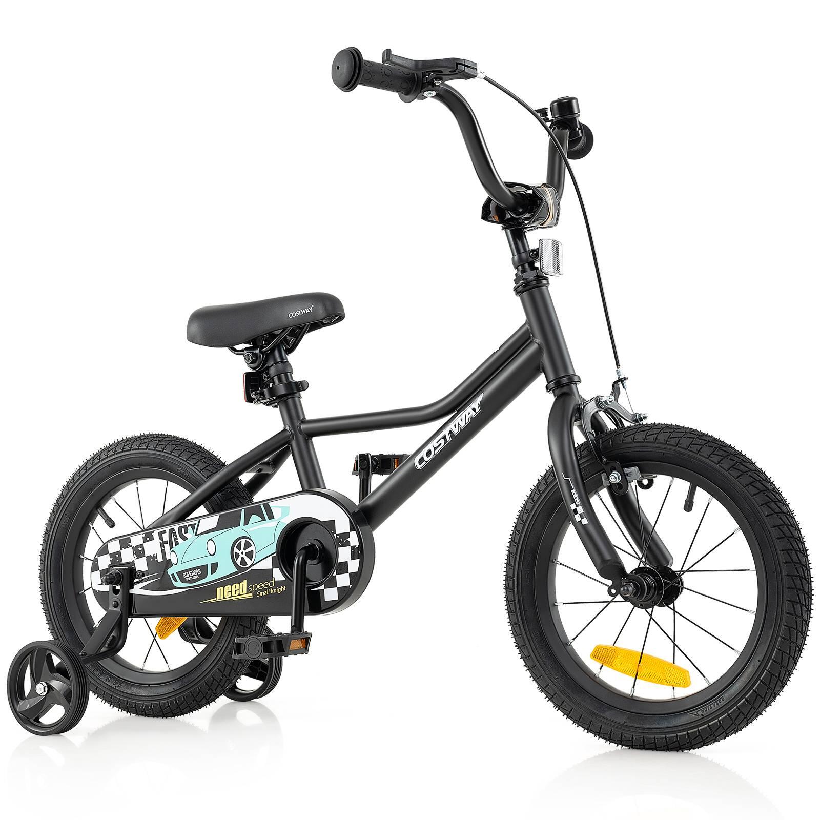 35cm Bike w/ Remov. Trng. Wheels for 3-8 Yrs. Old Boys & Girls Black 102x50x75