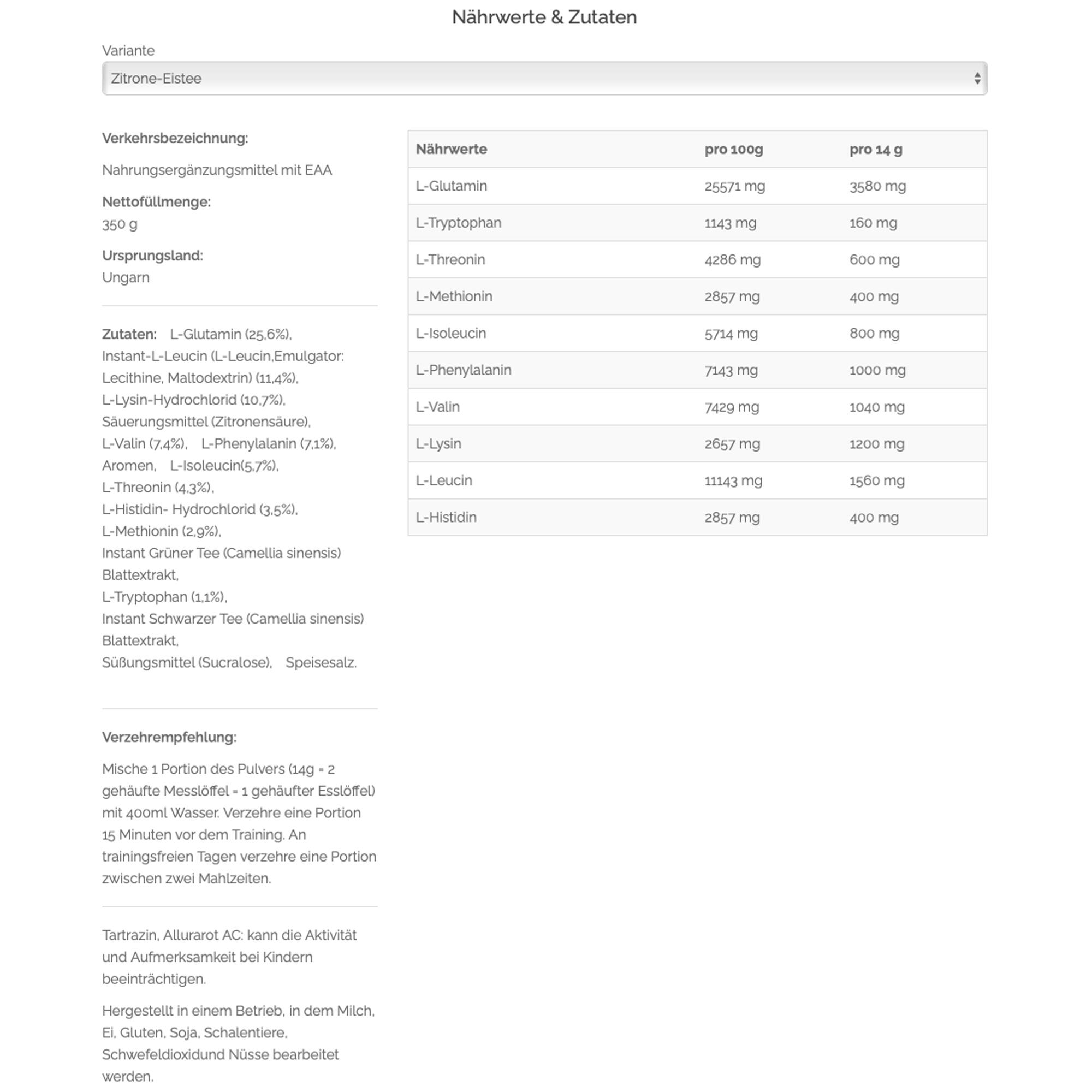 Acides aminés essentiels - EAA Zero - Thé Glacé au Citron 350g 5/6