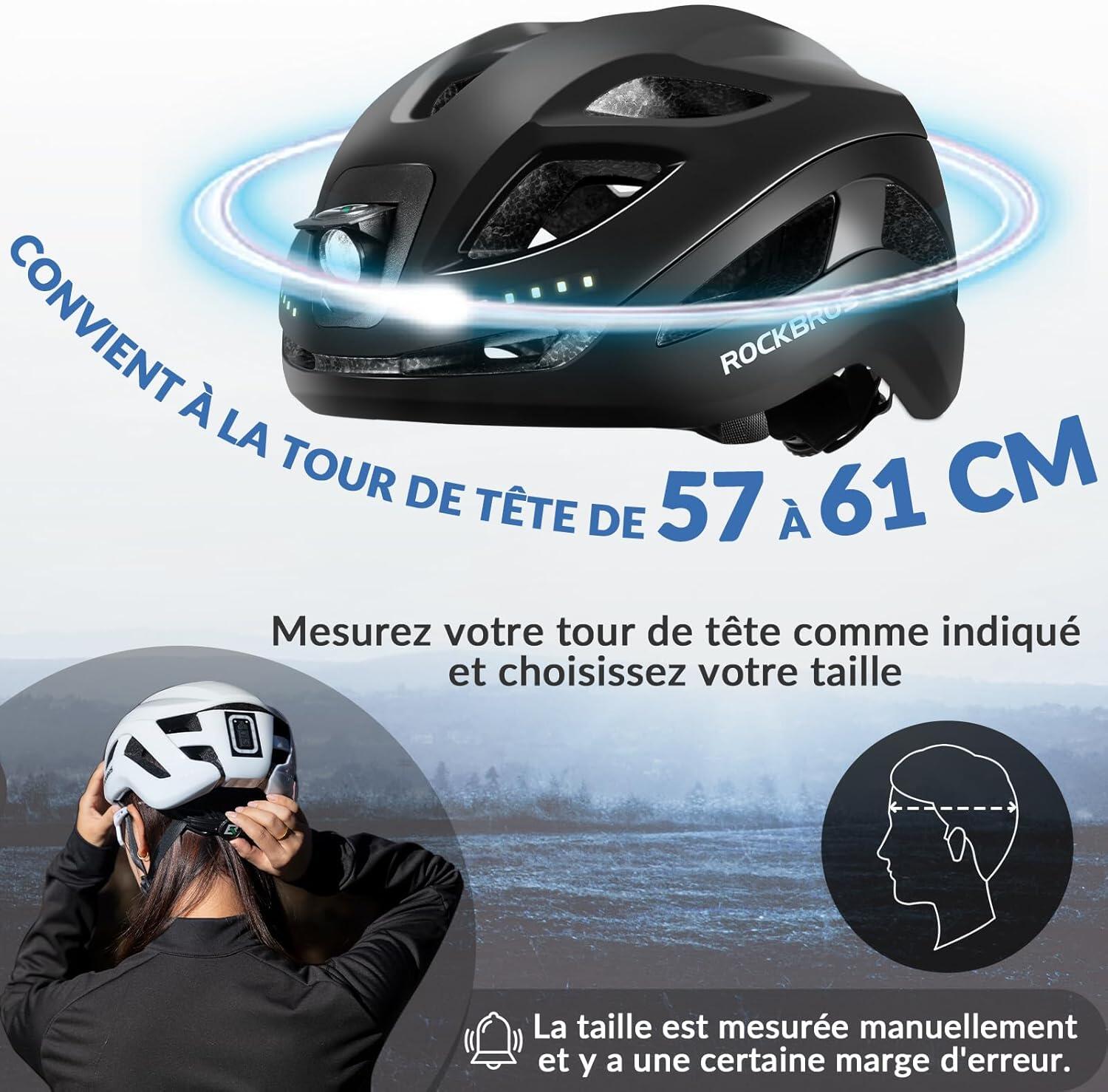 Casque de vélo Luminieux LED Rechargable  Réglable 57-61 cm 5/6