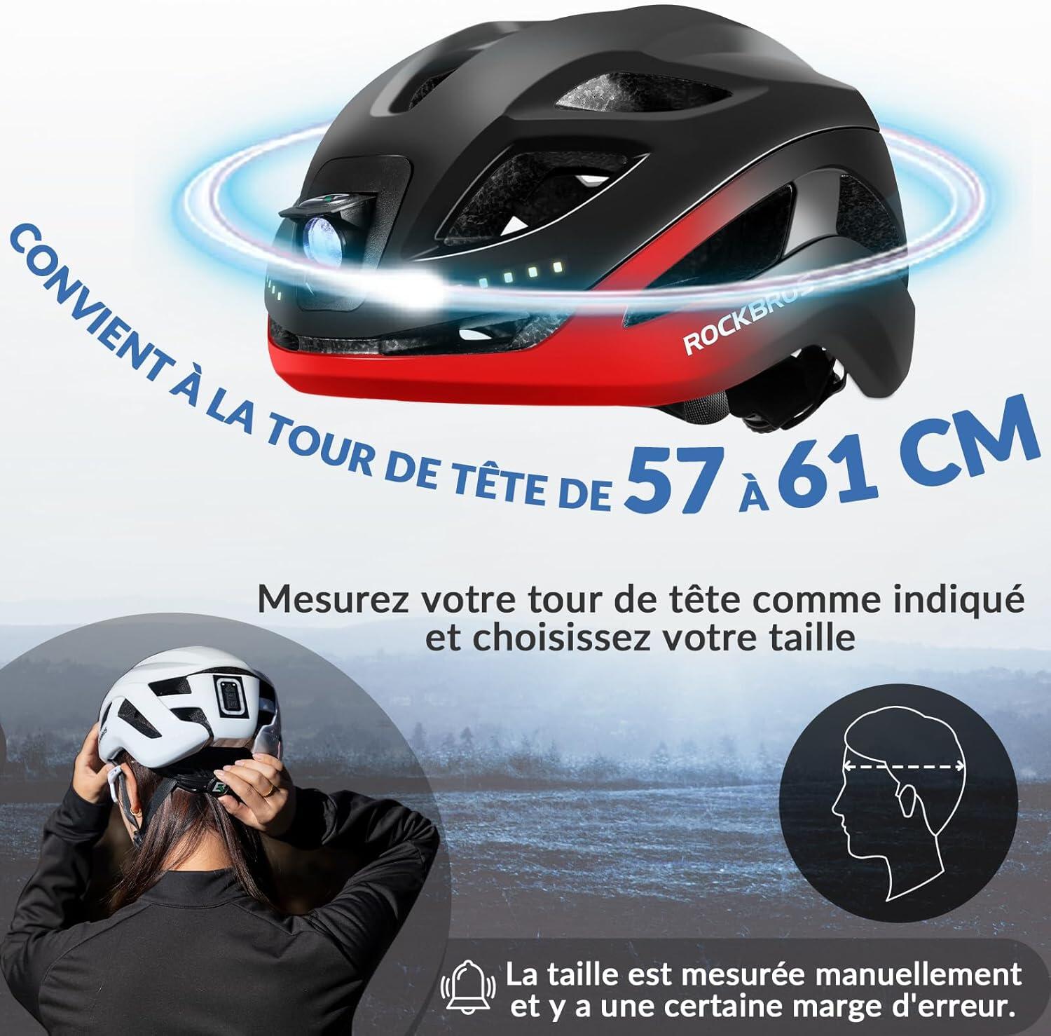 Casco de bicicleta LED Luminoso Recargable Ajustable 57-61 cm 5/6