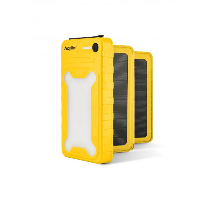 Powertec Design - Batterie Externe 10.000 Mah Avec Panneau Solaire Et Lampe Intégrés - Panneau Solaire - Jaune - No Size - Decathlon