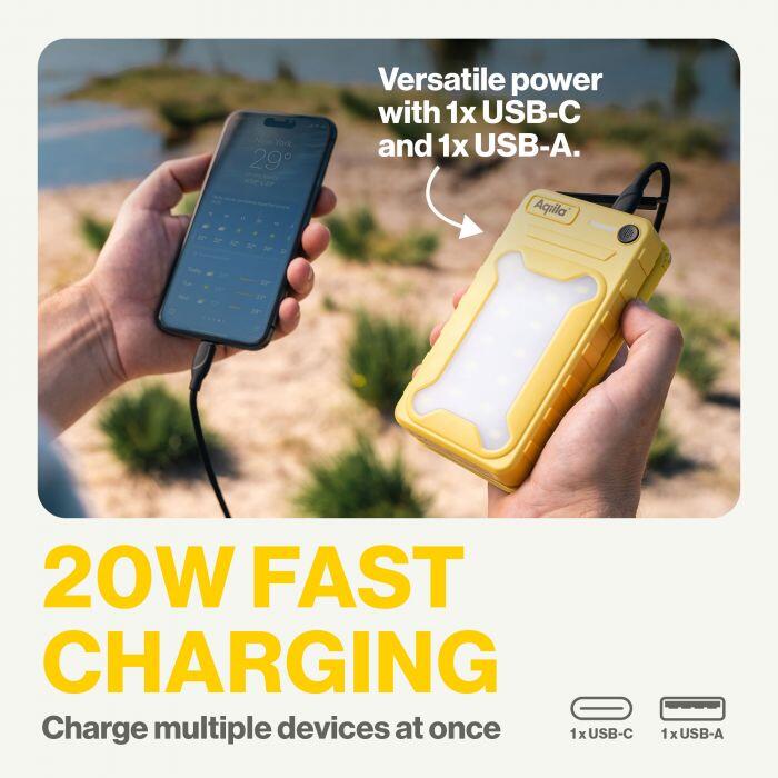 Batterie externe 10.000 mAh avec panneau solaire et lampe intégrés 4/6