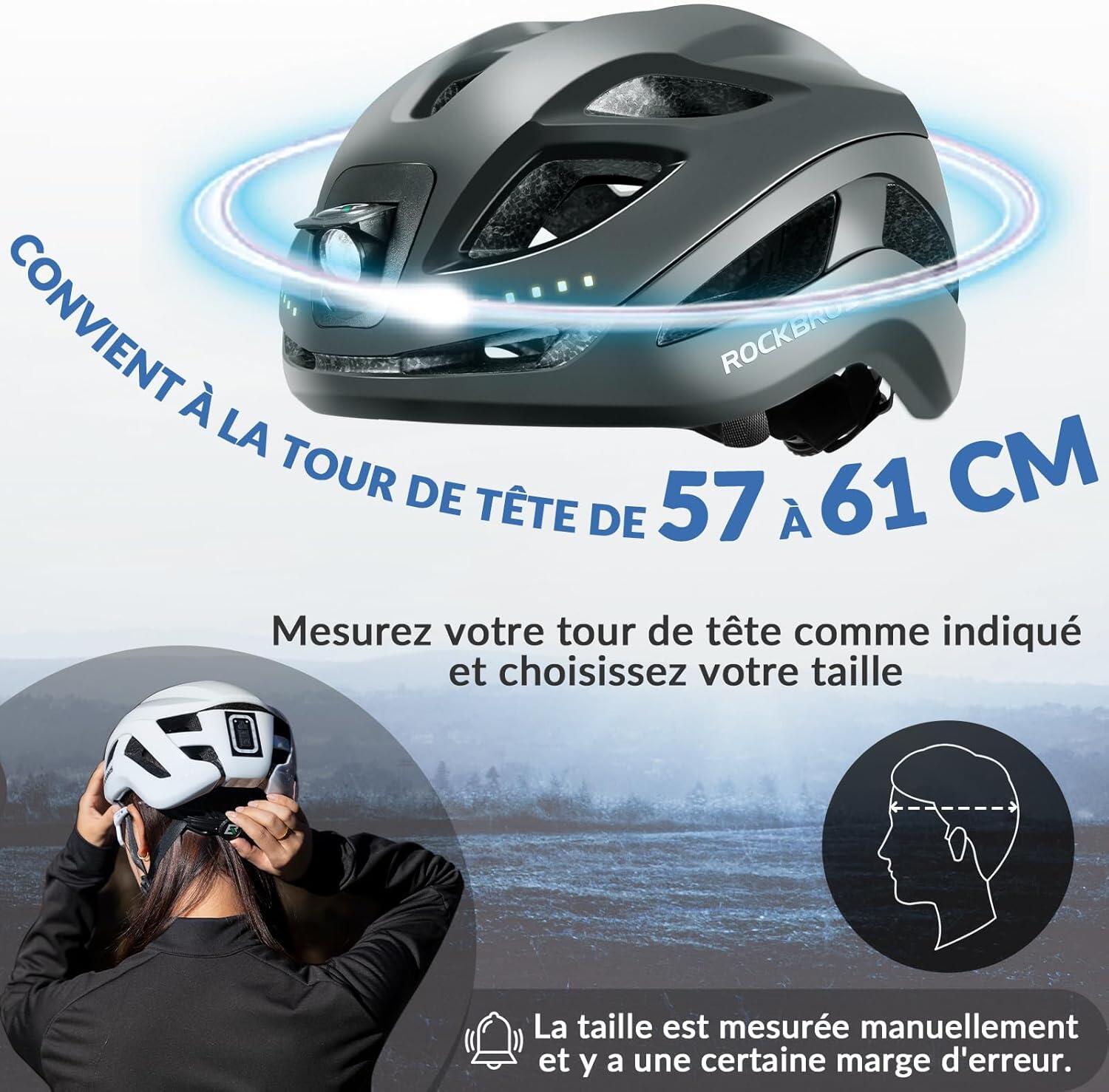 Casque de vélo Luminieux LED Rechargable  Réglable 57-61 cm 5/6