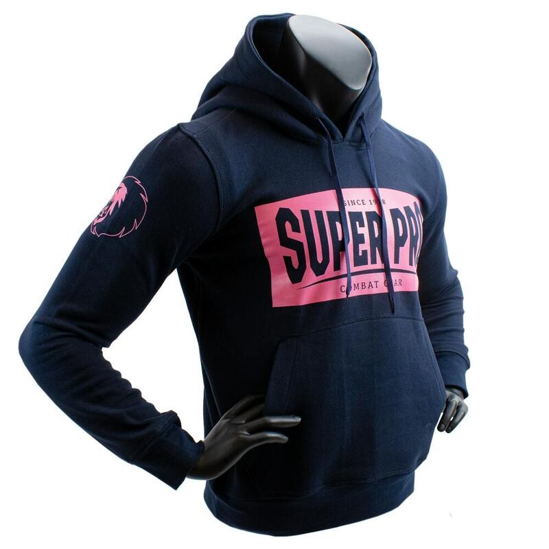 Super Pro Hoodie S.P. Block-Logo Donker Blauw/Roze