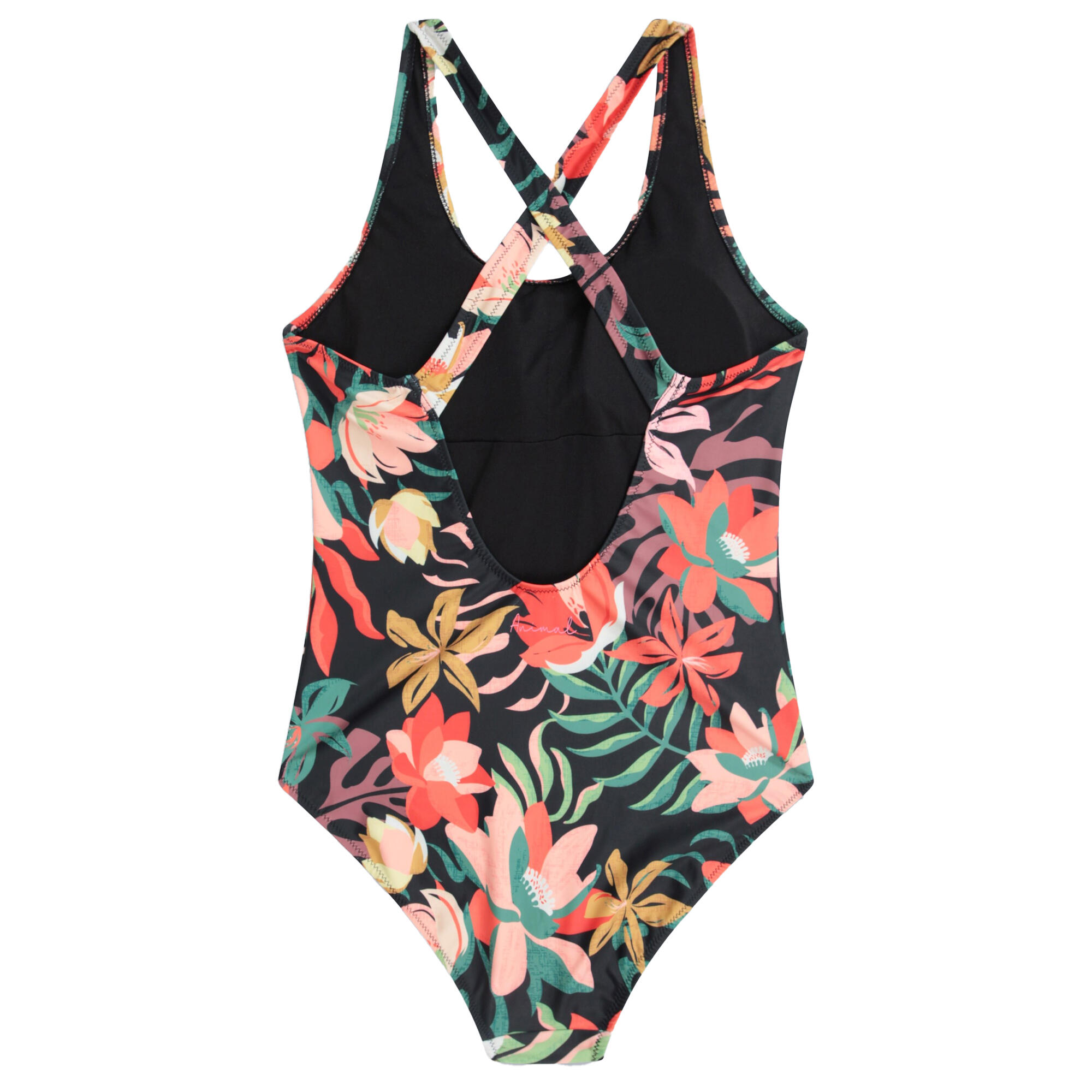 Costume Da Bagno Intero Floreale Frondoso Incrociato Sulla Schiena Donna Animal 2/4