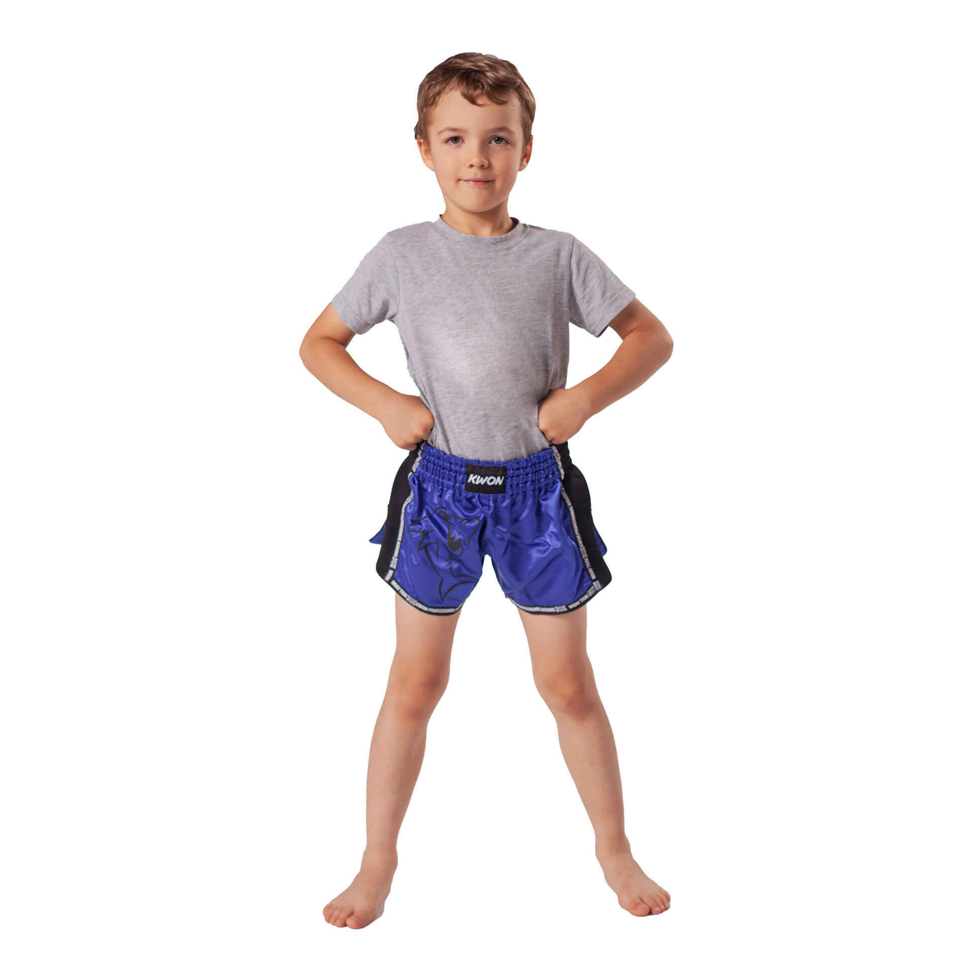 Kwon - Short De Boxe Thaï Enfant Kwon Shark - Short - Bleu - 104 Cm - Decathlon