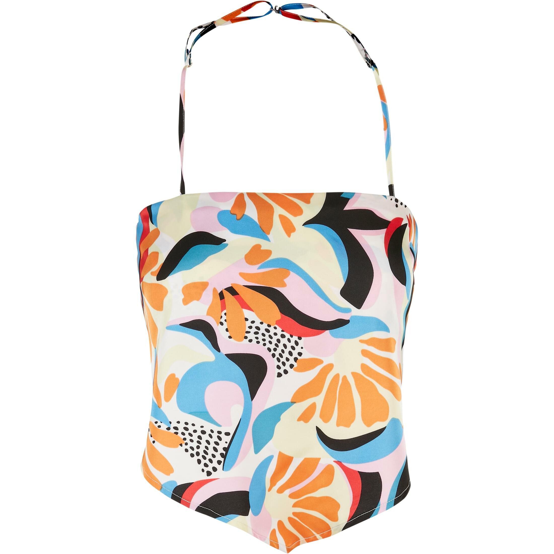 URBAN CLASSICS Short satin tank top for women Urban Classics AOP Triangle