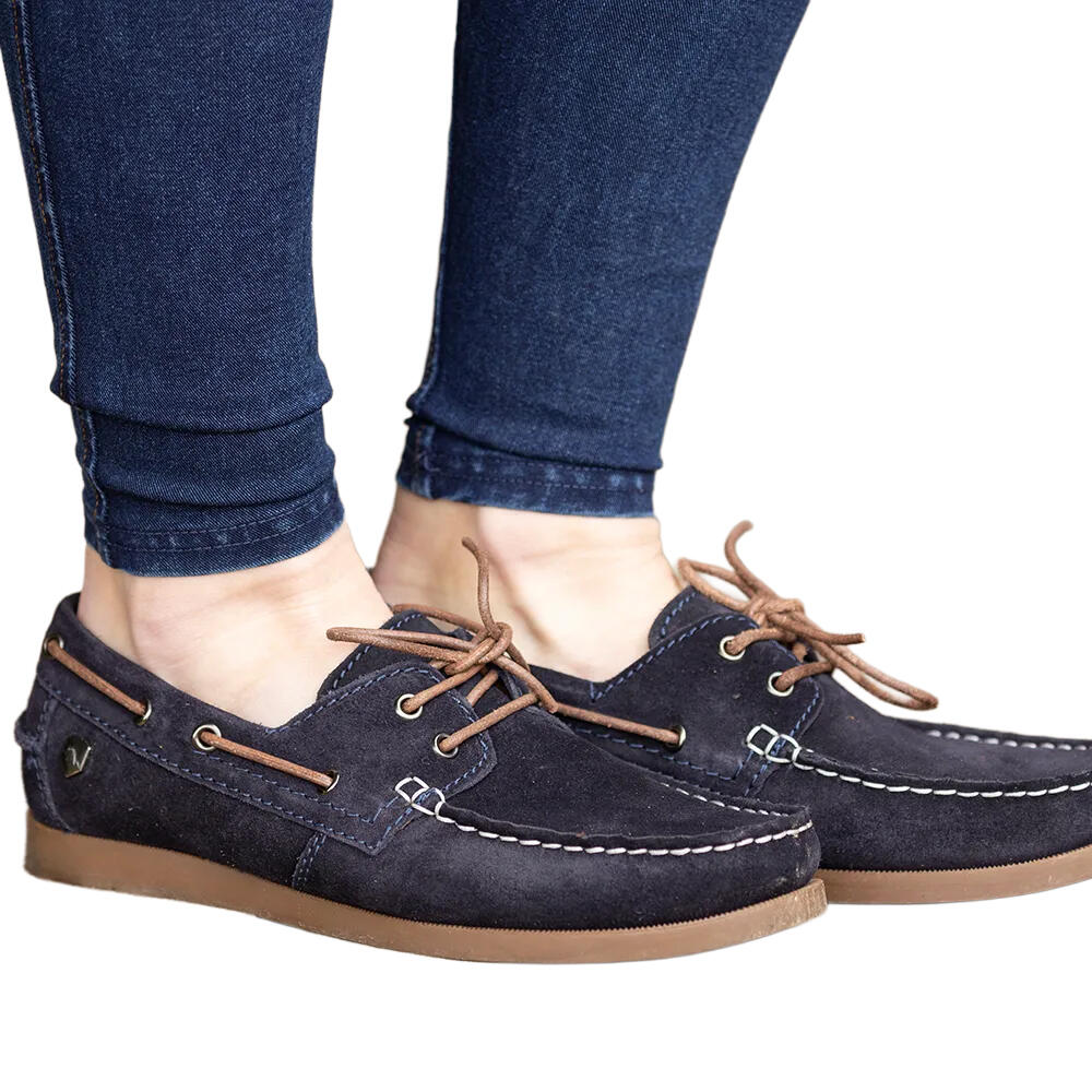 Womens/Ladies Savona Calf Suede Deck Shoes (Navy) 3/3