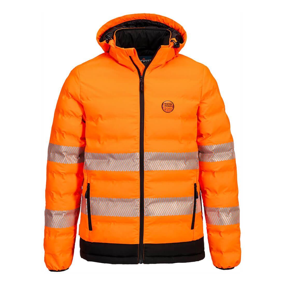 PORTWEST Mens HiVis Tunnel Ultrasonic Heated Padded Jacket (Orange/Black)
