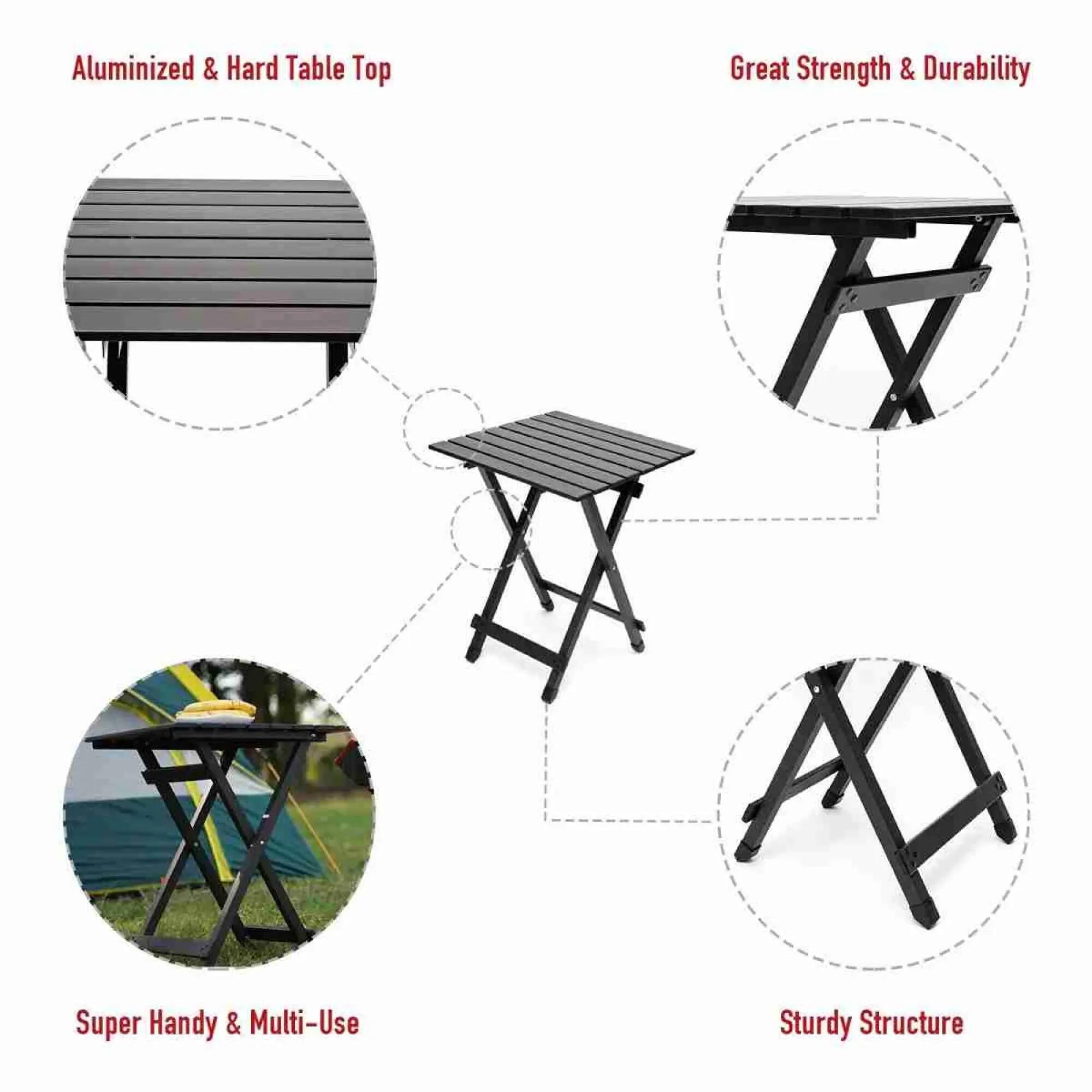 Masa de camping din aluminiu SUNNYFEEL, Sustine pana la 28 Kg 4/5