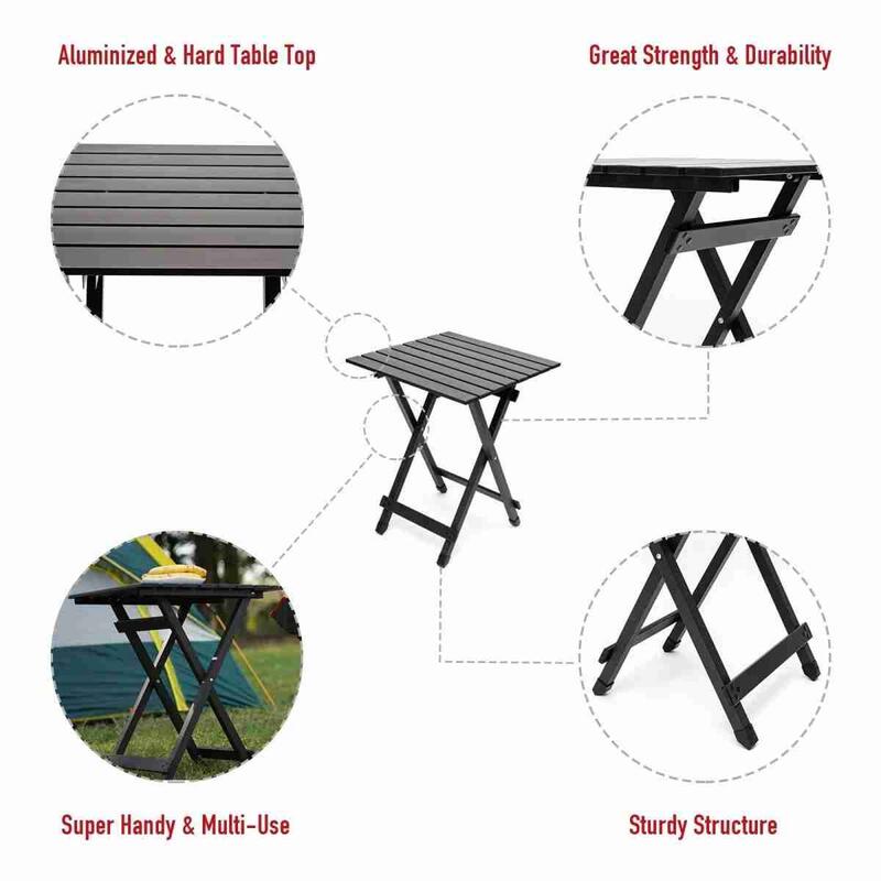 Masa de camping din aluminiu SUNNYFEEL, Sustine pana la 28 Kg