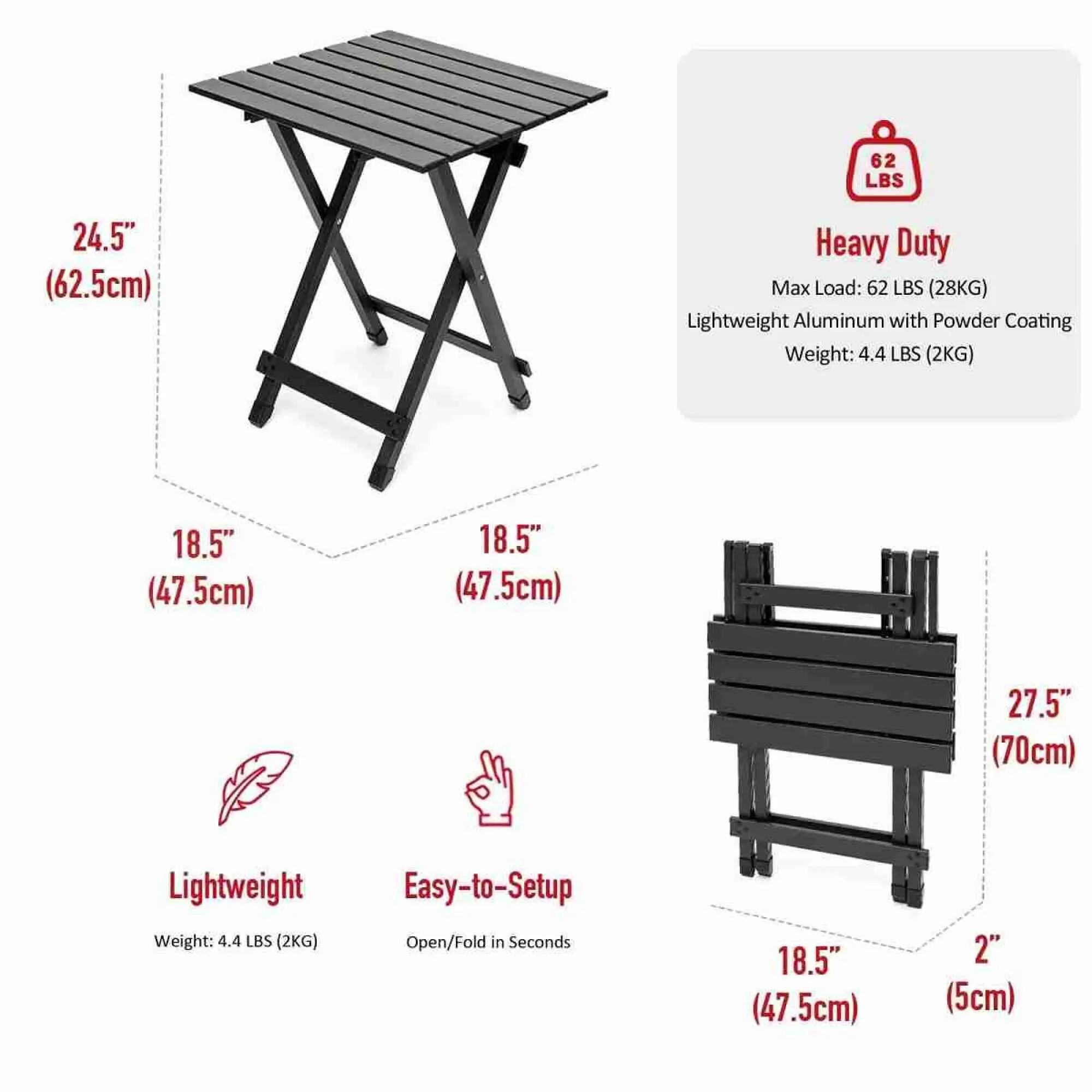 Masa de camping din aluminiu SUNNYFEEL, Sustine pana la 28 Kg 5/5