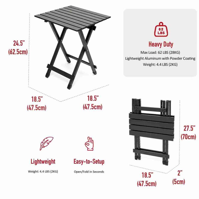Masa de camping din aluminiu SUNNYFEEL, Sustine pana la 28 Kg