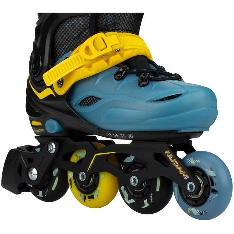 Role reglabile Nijdam Blacktop Game, Negru-Albastru, 33-36