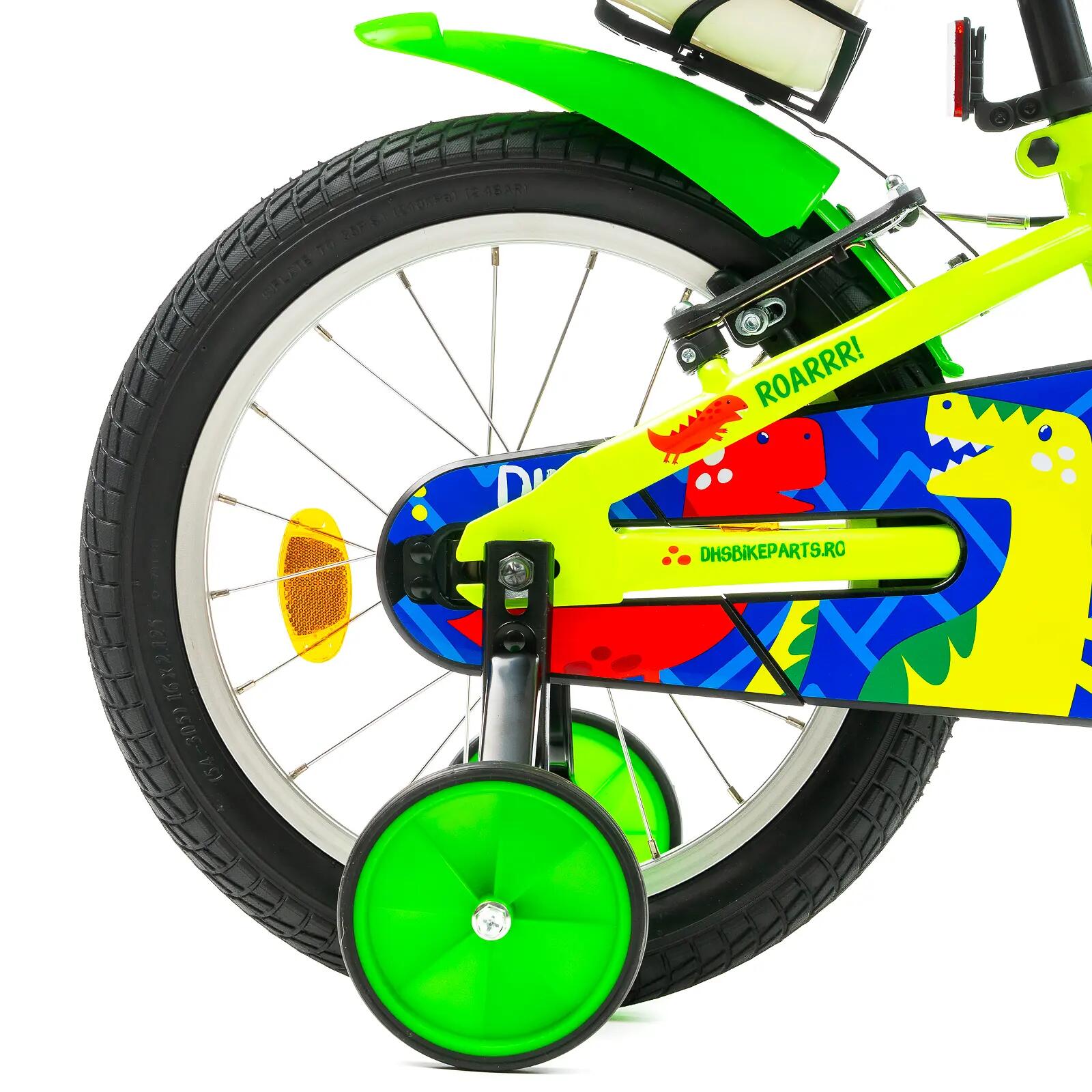 Bicicletta per bambini DHS Dino - 16 pollici, Verde 6/7