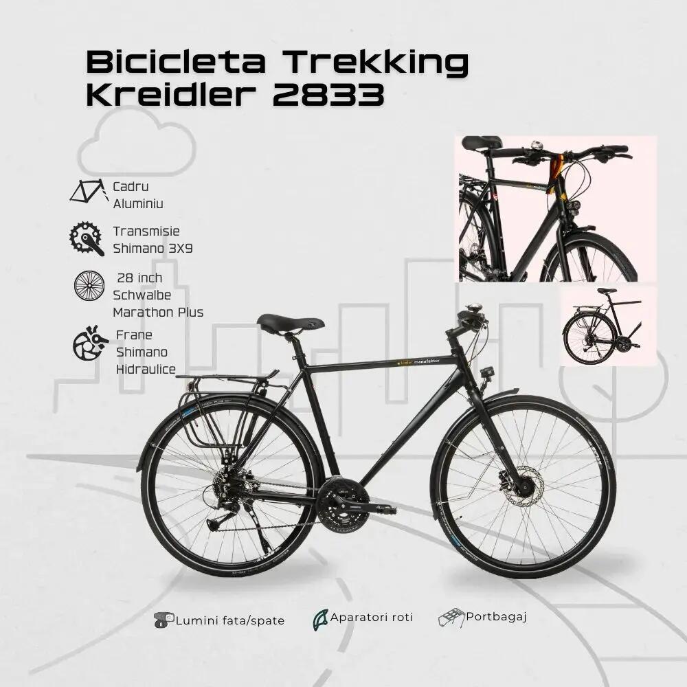 Bicicleta Trekking Kreidler 2833 - 28 inch, L, Negru 4/7