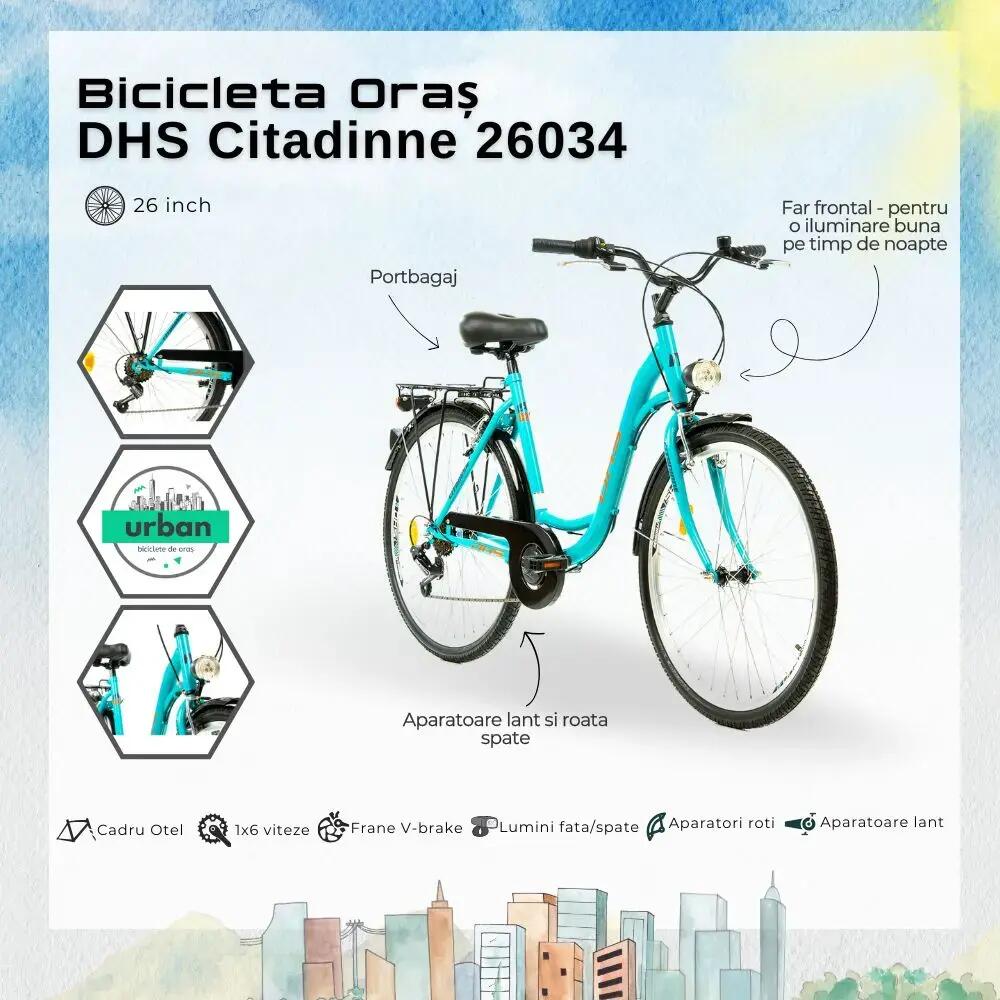 DHS Citadinne 26034 stadsfiets - 26 inch, L, turkoois 4/8