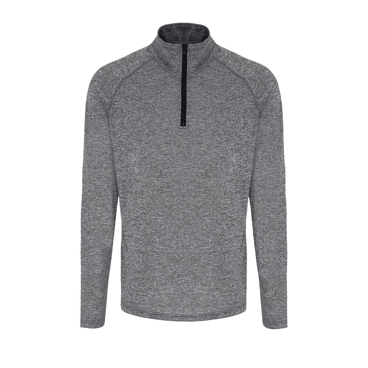 Mens Performance Quarter Zip LongSleeved Sweatshirt (Black) 1/2